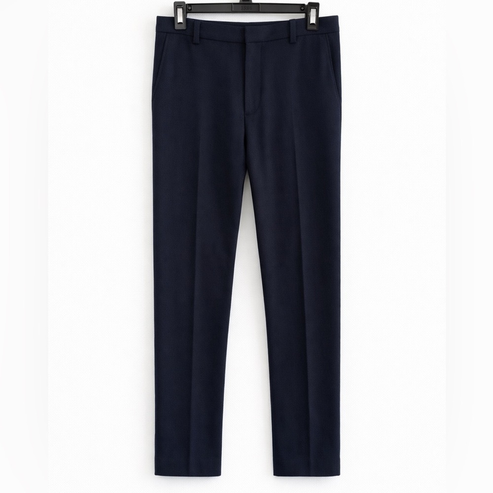 Vince Navy Wool Blend Slim Straight-Leg Tailored Trousers – Size 29